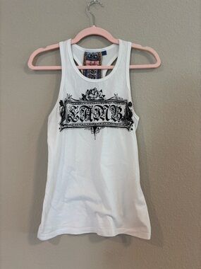 Vintage Y2K L.A.M.B. White Tank Top with Black Graphic